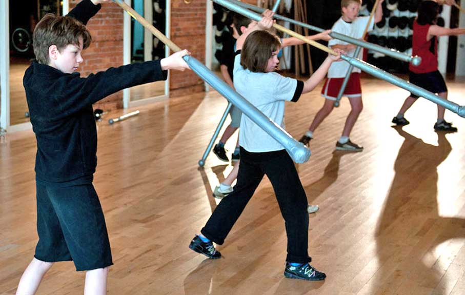 Children taking a class at Academie Duello