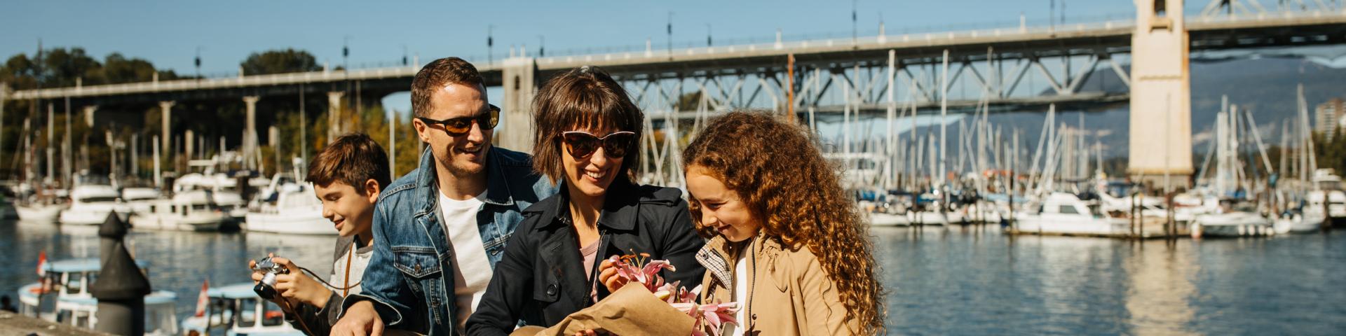 Family Exploring Vancouver at Granville Island