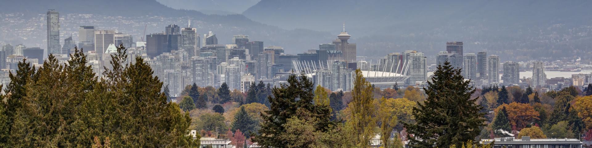 Vancouver Skyline with Fall Trees