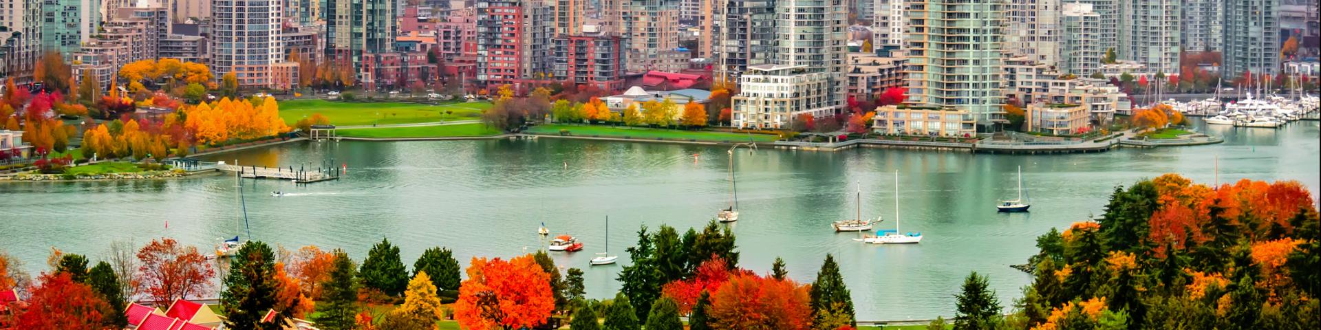 Vancouver Skyline with Fall Trees