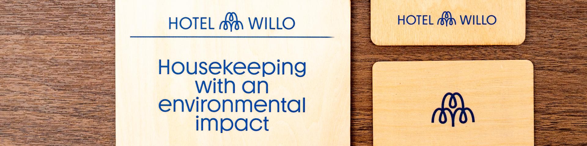 Hotel Willo uses wooden key cards, do not disturb signs and housekeeping eco signs.