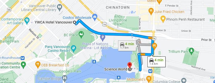 YWCA Hotel to Science World