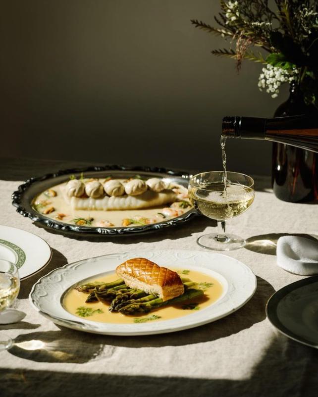 Carefully plated dinner at St. Lawrence