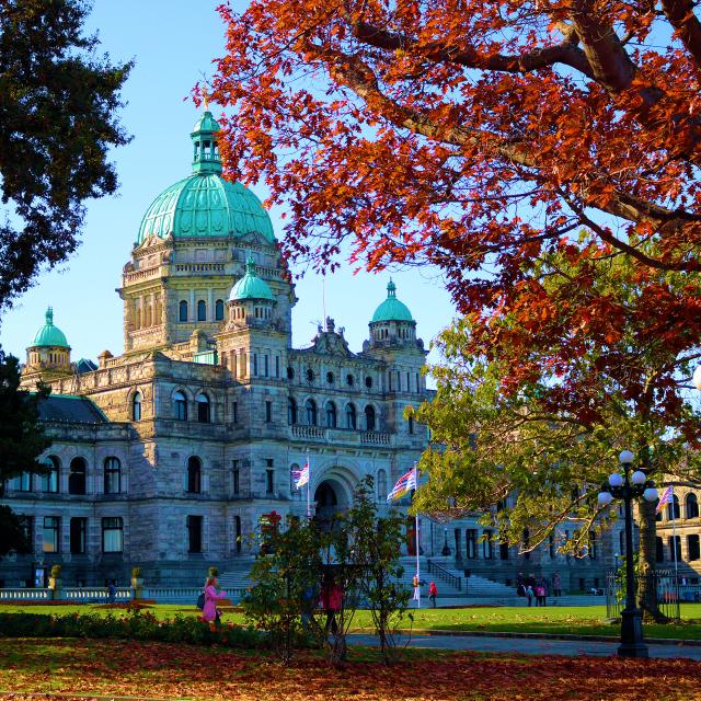 A fall day in Victoria out side the parliament